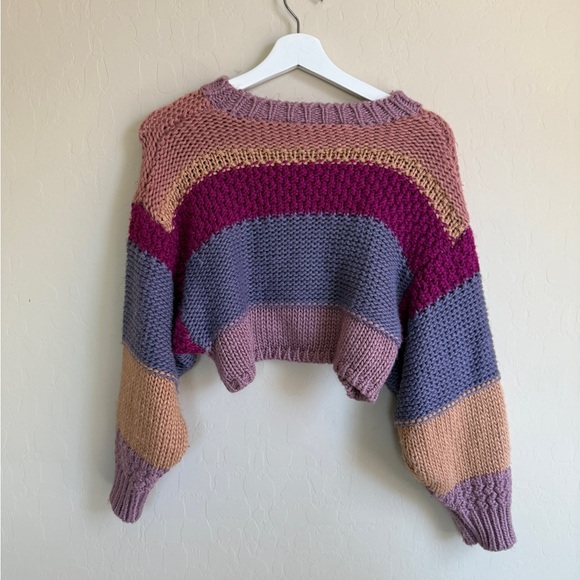 Altar’d State Colorful Striped Women's Sweater Multicolor Purple Pink XS - Picture 5 of 8